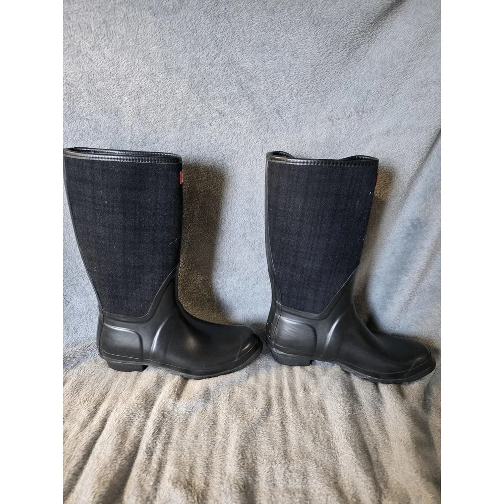 Hunter Arlen Rain Boots Mens 9 Black Mid Calf Waterproof Slip Resistant Rubber